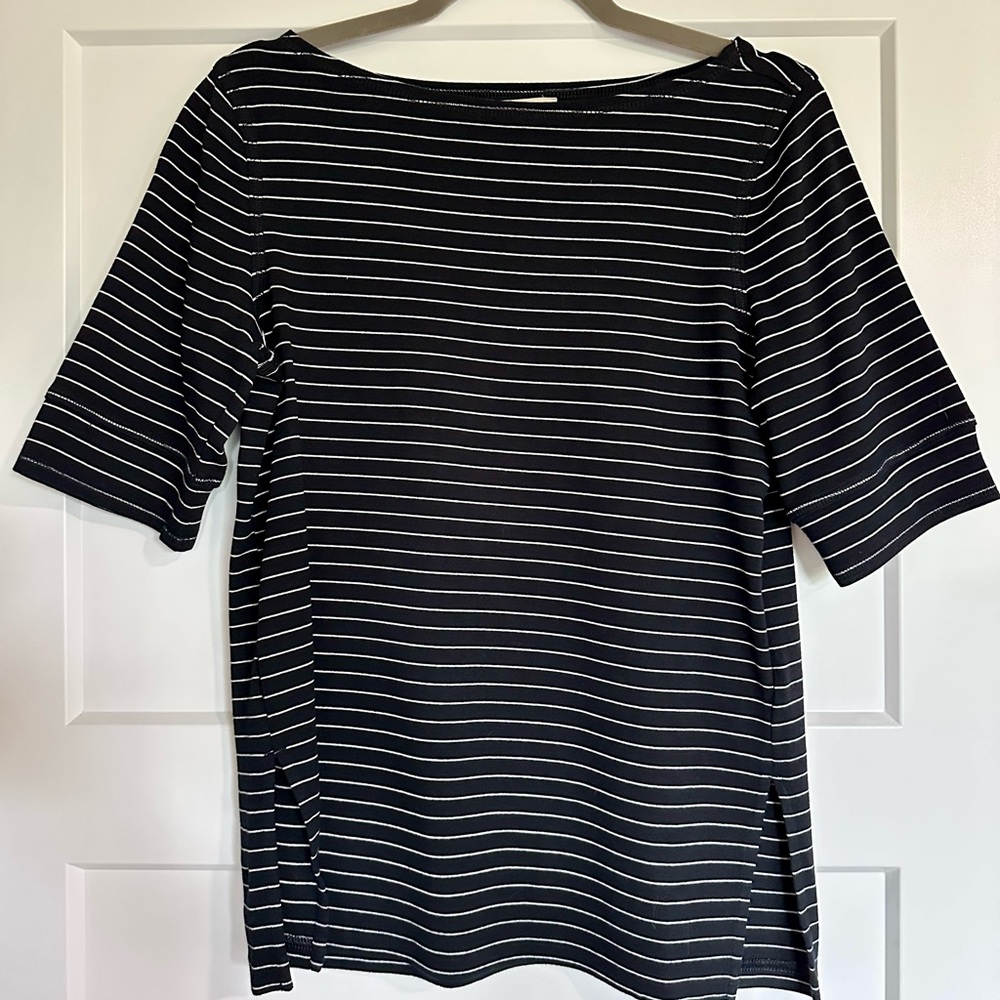 Madewell Black and White Striped Women's Top, size L